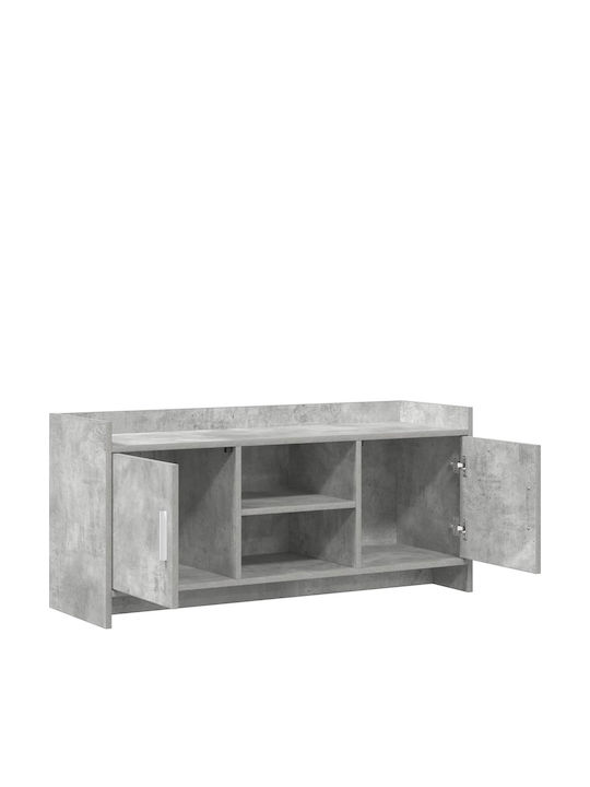 TV Stand Metal & Wood Grey Concrete L102xW33xH47cm