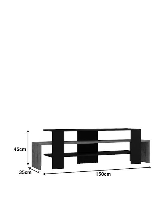 TV Stand Lenour Black L150xW35xH45cm