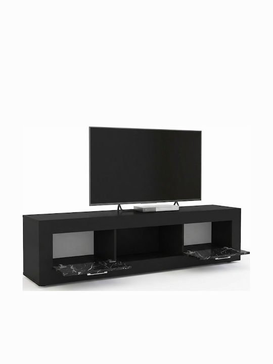 TV-Ständer Davin Schwarz - Schwarz-marmorierter Effekt M180xT40xH47cm