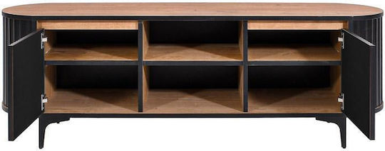 Premium TV Stand H53 Made of Metal & Wood Rustic Oak L160xD45xH134.62cm