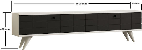 Έπιπλο Τηλεόρασης Alberi Λευκό / Ανθρακί Μ160xΠ25xΥ35cm
