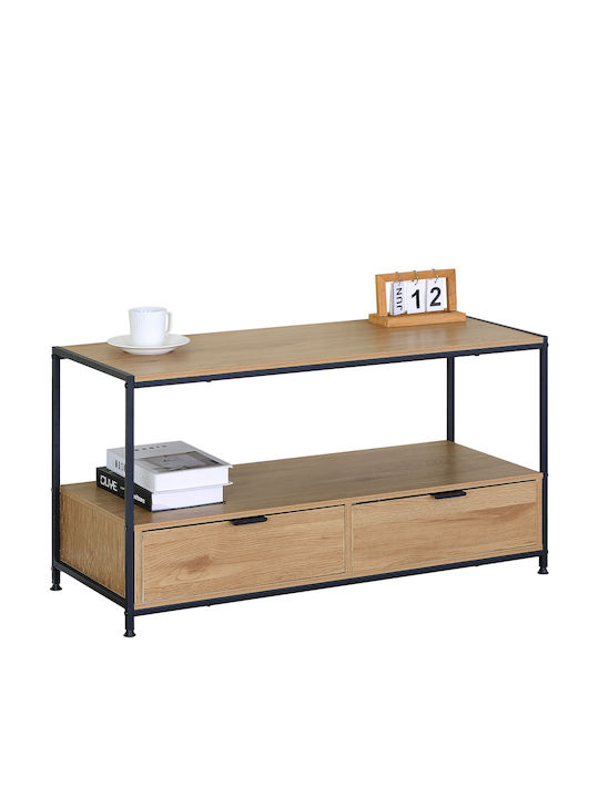 Kouros TV Stand Made of Metal and Wood Beige M100xD40xH54cm
