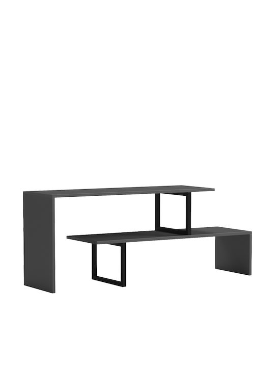 TV Stand Lilant from Metal & Wood Grey Shade - Black Metal L110xW30xH45cm