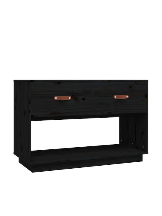 TV-Ständer aus Massivholz Schwarz M90xT40xH60cm