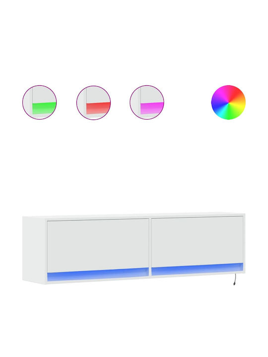 Stand TV Alb Cu Iluminare LED L140xA31xÎ38cm