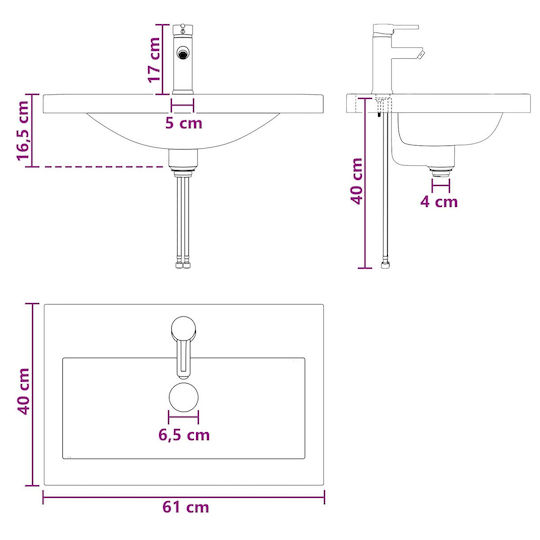vidaXL Badezimmer Waschtisch-Einheit M61xB40xH84,5cm Grau Sonoma