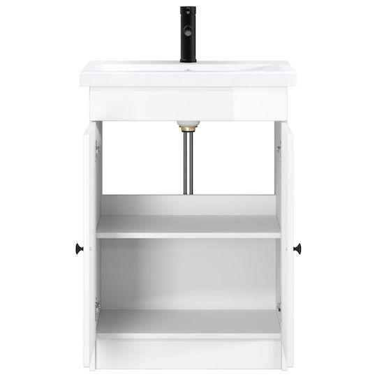 vidaXL Badezimmer Waschtisch-Einheit mit Waschbecken M78.5xB37.5xH81cm Weiß