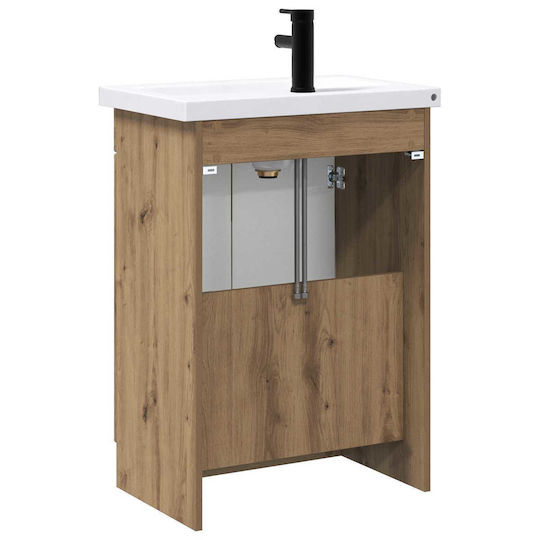 vidaXL Vanity Unit with Washbasin M78.5xW37.5xH81cm Oak