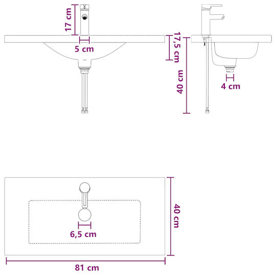 vidaXL Vanity Unit with Washbasin M78.5xW37.5xH81cm Concrete Grey