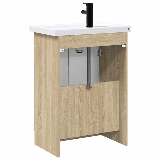 vidaXL Πάγκος με Νιπτήρα Μ56xΒ37.5xΥ81cm Sonoma Δρυς