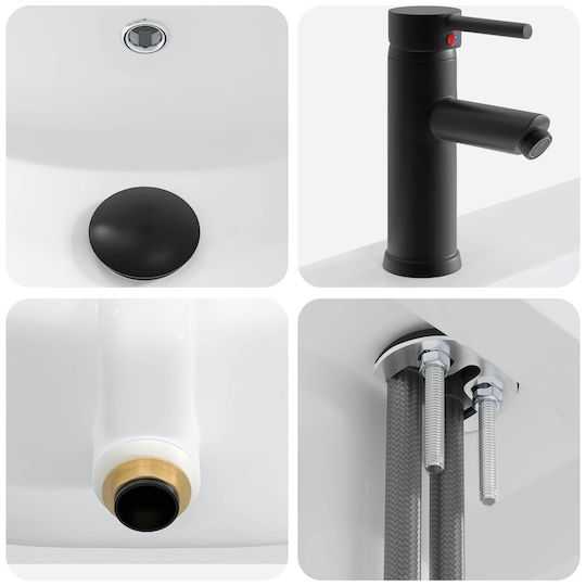 vidaXL Badezimmer Waschtisch-Einheit mit Waschbecken M78.5xB37.5xH81cm Weiß