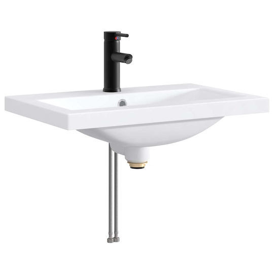 vidaXL Badezimmer Waschtisch-Einheit mit Waschbecken M78.5xB37.5xH81cm Weiß