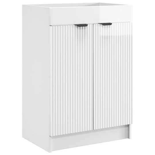 vidaXL Badezimmer Waschtisch-Einheit mit Waschbecken M56xB37,5xH81cm Weiß