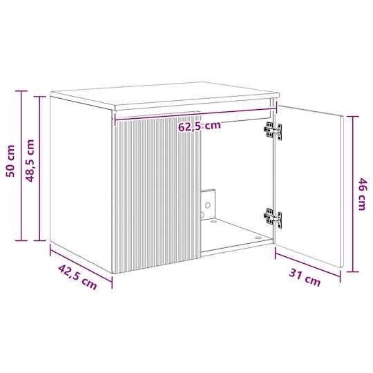 vidaXL Πάγκος χωρίς Νιπτήρα Μ62.5xΒ44.5xΥ50cm Μαύρο