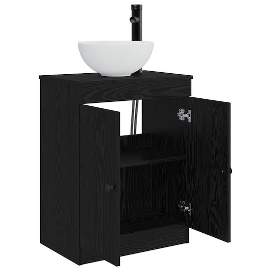 vidaXL Bancă Fără Lavoar cu Oglindă M54xA35xÎ83cm Negru