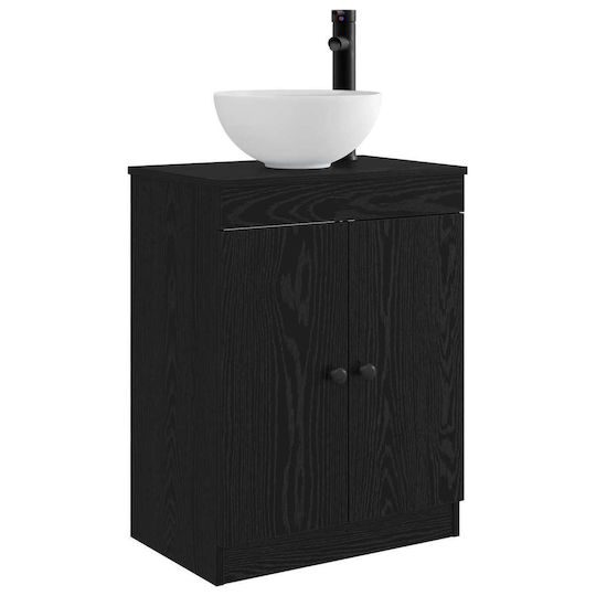 vidaXL Bancă Fără Lavoar cu Oglindă M54xA35xÎ83cm Negru