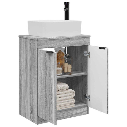 vidaXL Badezimmer Waschtisch-Einheit mit Spiegel M54xB35xH83cm Graue