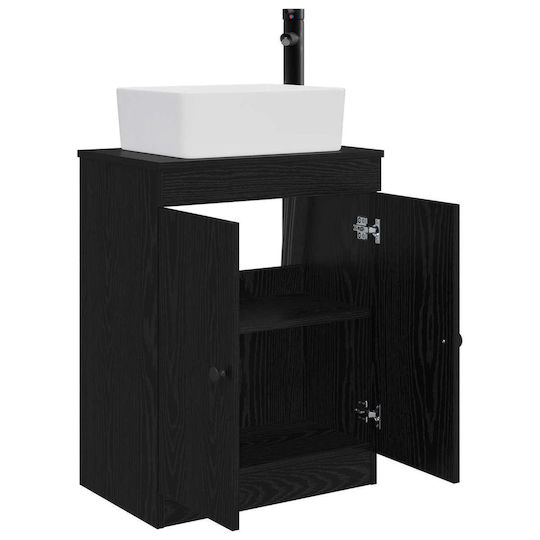 vidaXL Bancă Fără Lavoar cu Oglindă M54xA35xÎ83cm Negru