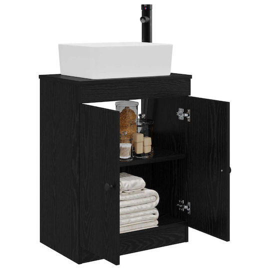 vidaXL Bancă Fără Lavoar cu Oglindă M54xA35xÎ83cm Negru