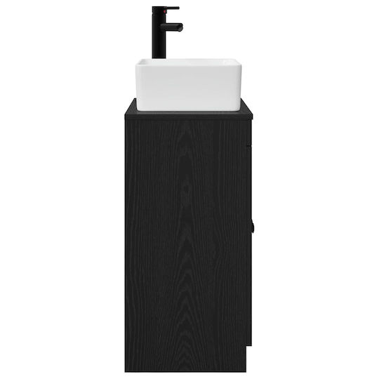 vidaXL Bancă Fără Lavoar cu Oglindă M54xA35xÎ83cm Negru