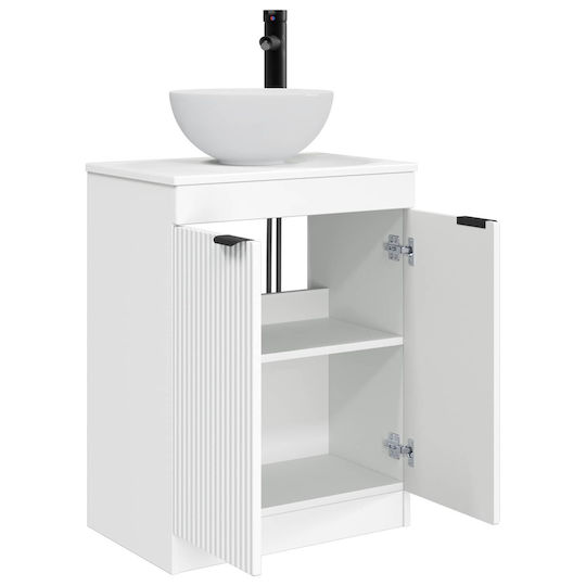 vidaXL Badezimmer Waschtisch-Einheit ohne Waschbecken mit Spiegel M54xB35xH83cm Weiß