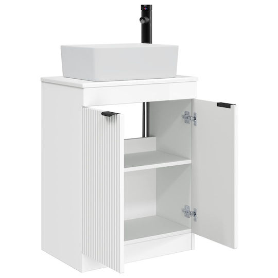 vidaXL Badezimmer Waschtisch-Einheit mit Spiegel M54xB35xH83cm Weiß