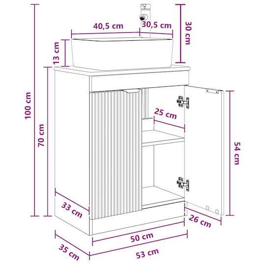 vidaXL Badezimmer Waschtisch-Einheit mit Spiegel M54xB35xH83cm Weiß