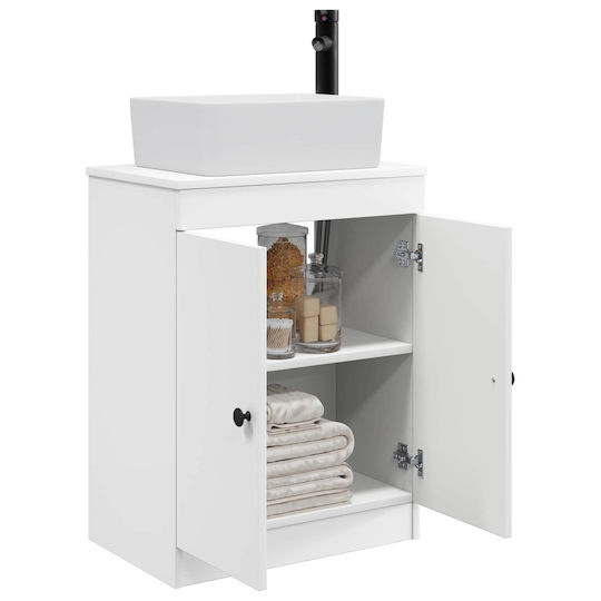 vidaXL Bancă Fără Lavoar cu Oglindă M54xA35xÎ83cm Alb