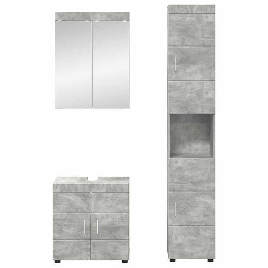 vidaXL Πάγκος με Νιπτήρα, Καθρέπτη & Στήλη Μ60xΒ34xΥ63cm Γκρι