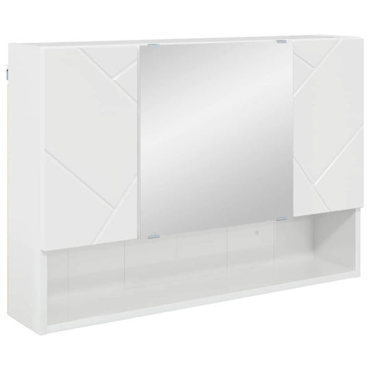 vidaXL Blat cu Lavoar, Oglindă & Coloană cu lumină L76.5xW35xH64cm Glossy White