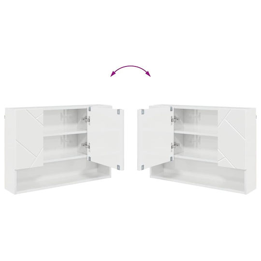 vidaXL Blat cu Lavoar, Oglindă & Coloană cu lumină L76.5xW35xH64cm Glossy White