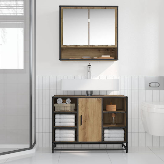 vidaXL Waschtisch mit Waschbecken L80xB33xH60cm Coffee
