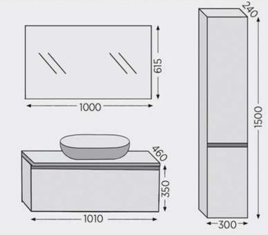 Royal Sevilla 100 Walnut 101x46x35cm Countertop Sink Unit Basin