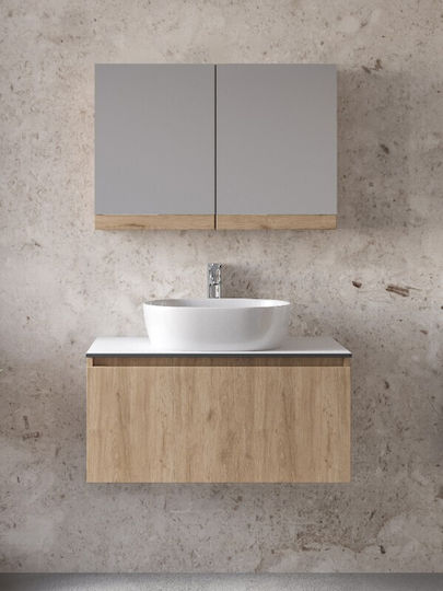 Furnibath Sevilla 80 Πάγκος με Νιπτήρα Μ79xΒ45xΥ35cm Καρυδί