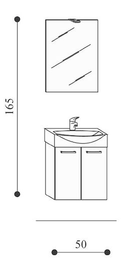 Adriatica Countertop with Sink & Mirror with Light L49xW29.5xH50cm Gloss Grey