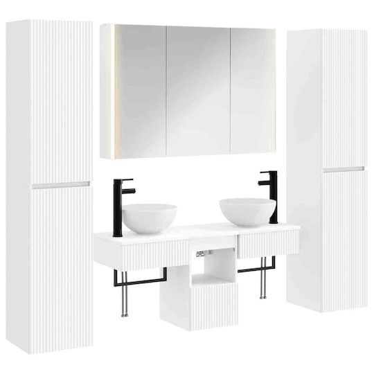 vidaXL Πάγκος με Νιπτήρα, Καθρέπτη & Στήλη Μ100xΒ15.5xΥ70cm Λευκό