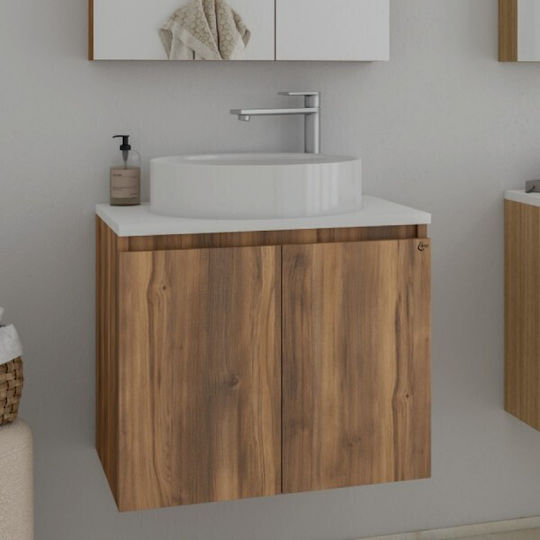 Drop Countertop with Sink & Mirror with Light Melamine Coffee