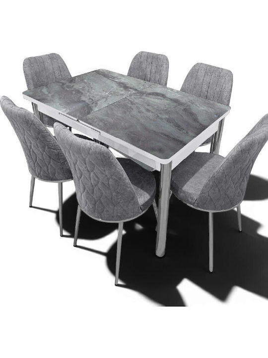 Esszimmermöbel-Set mit 6 Stücken 170x80cm