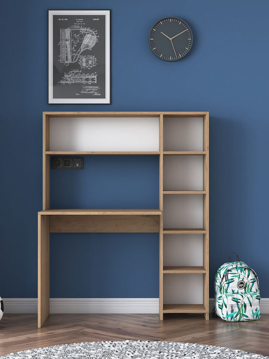 Birou Hake Din Lemn cu Bibliotecă Stejar 113.2x40x141.8cm