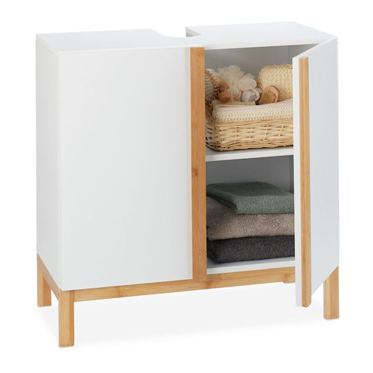 Relaxdays Badezimmer Waschtisch-Einheit Ohne Waschbecken M60xB30.5xH60.5cm Weiß/braun Relaxdays Badezimmer Waschtisch-Einheit Ohne Waschbecken M60xB30.5xH60.5cm Weiß/braun