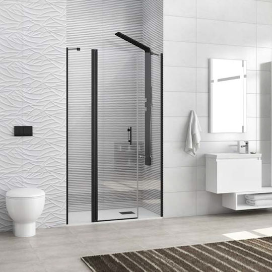 Karag Panex 600 Alto Διαχωριστικό Ντουζιέρας με Συρόμενη Πόρτα 130x200cm Clear Glass Black Karag Panex 600 Alto Διαχωριστικό Ντουζιέρας με Συρόμενη Πόρτα 130x200cm Clear Glass Black