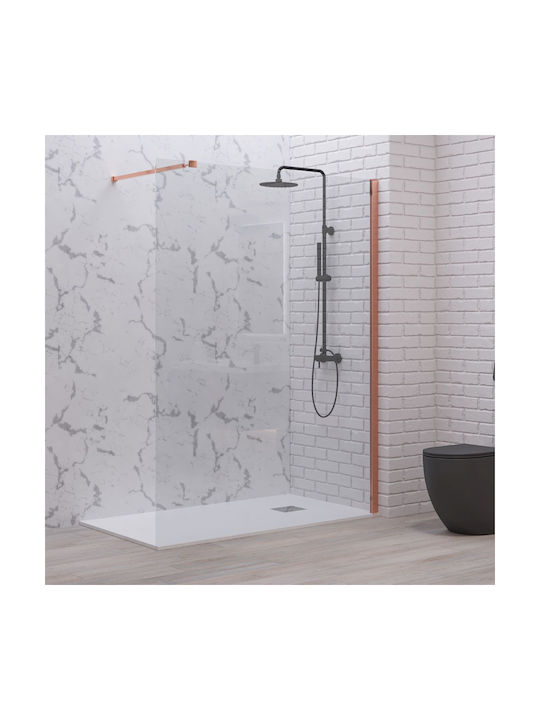 Karag Walkin 1 Фиксирана страна Душ 70x200см Прозрачно стъкло Розово злато