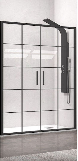 Karag Efe 600 Duschwand für Dusche mit Schieben Tür 170x190cm Schwarz