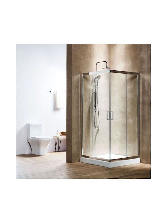 Tema Cabin for Shower with Sliding Door 100x100x180cm Clear Glass Chrome