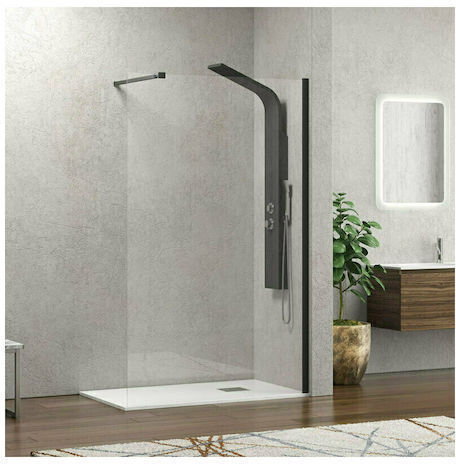 Karag Walkin 1 Fixed Side for Shower 70x200cm Clear Glass Black 5206836056685