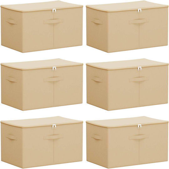 vidaXL Fabric Clothes Storage Box in Beige Colour 55x35x32cm 6 Pieces