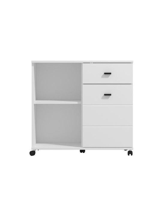 Buffet Corby 77 2k Wooden with Drawers White 77x35x72cm