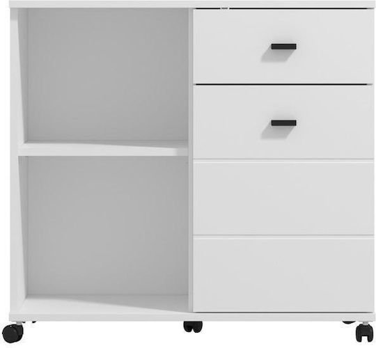 Μπουφές Corby 77 2k Ξύλινος με Συρτάρια Λευκό 77x35x72cm