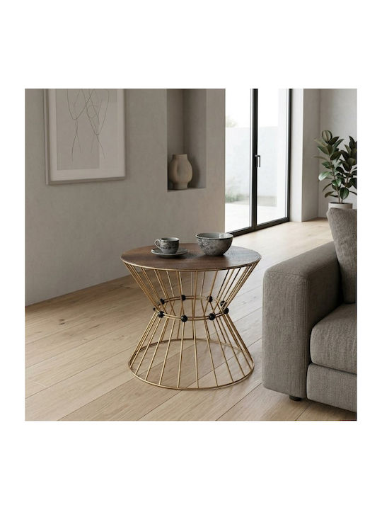 Round Central Coffee Table Girene Wooden Gold 55x55x42 cm GP030-0142