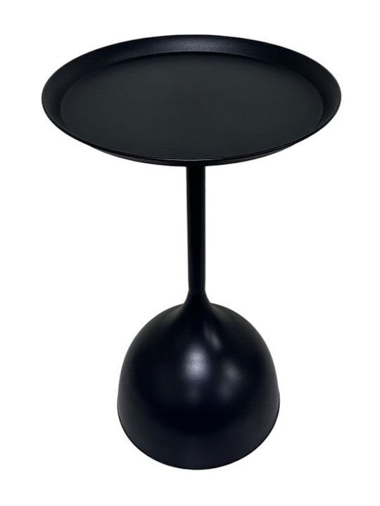 Round Side Table Cedar Metal Black W38xL38xH60cm